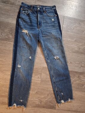 Abercrombie & Fitch Distressed blue denim Simone high-rise ankle straight jeans